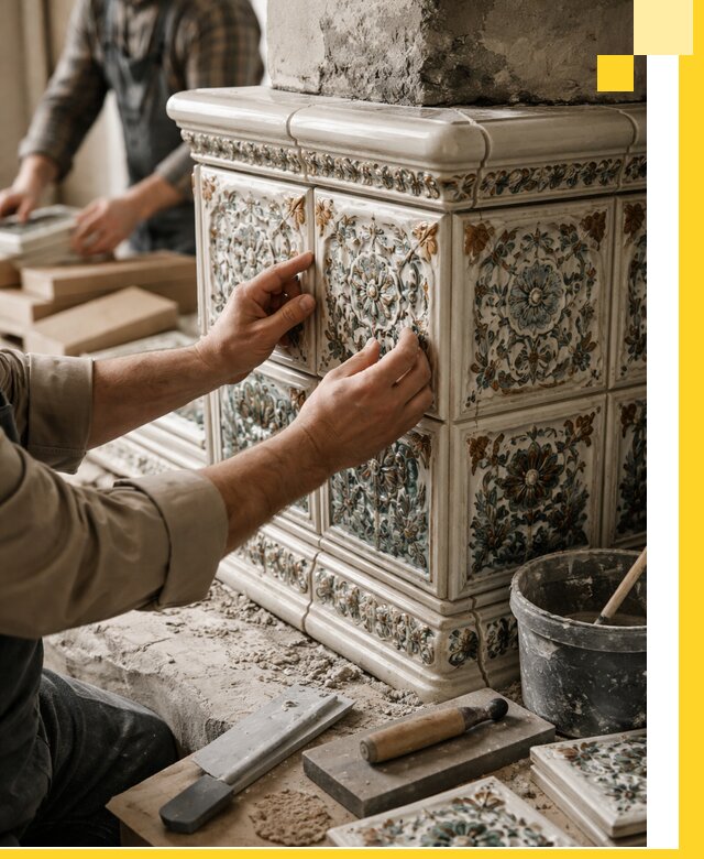 Изразцовые камины под ключ в Волгограде: проект и монтаж