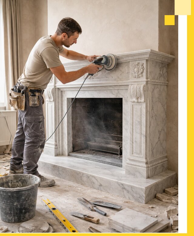 Изготовление и установка мраморных каминов в Волгограде под ключ