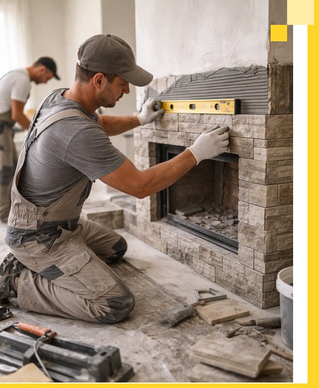 Облицовка каминов в Волгограде, монтаж и отделка натуральным камнем