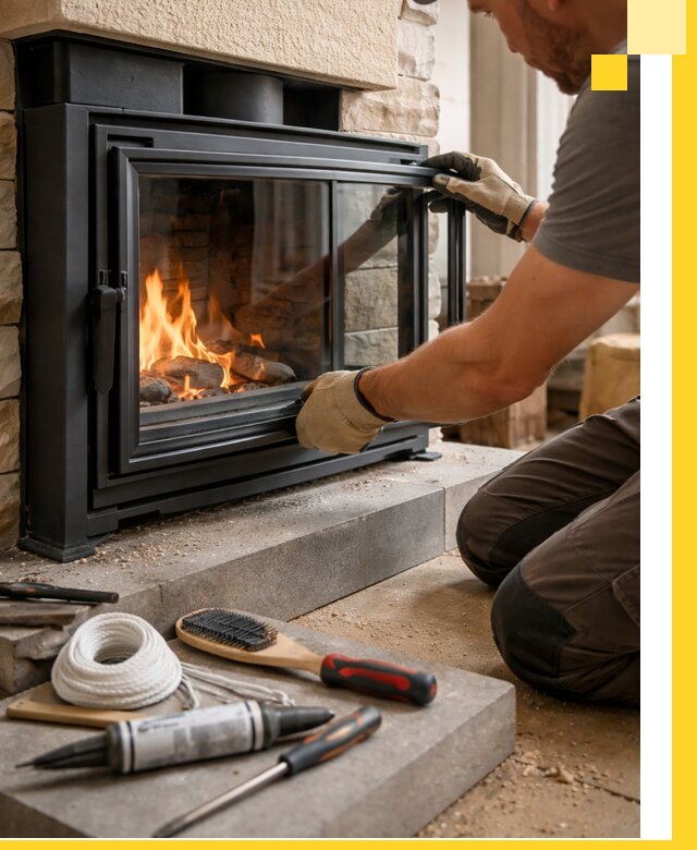 Производство, монтаж и доставка каминов со стеклом в Волгограде