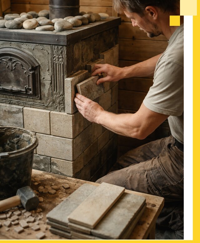 Облицовка банных печей в Волгограде профессиональная отделка