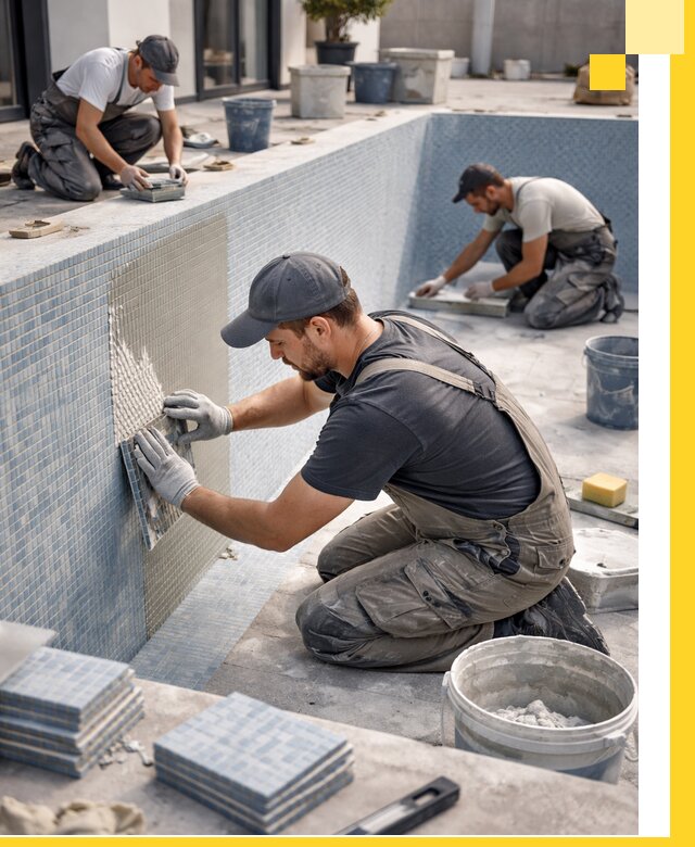 Облицовка бассейнов в Волгограде плитка мозаика гидроизоляция