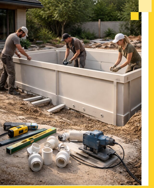 Установка полипропиленовых бассейнов под ключ в Волгограде