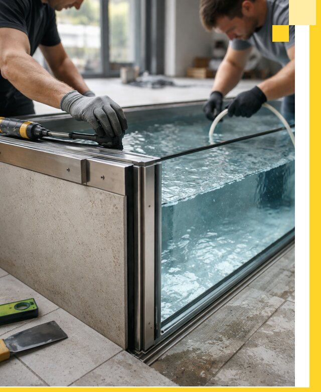 Проектирование и монтаж стеклянных бассейнов в Волгограде