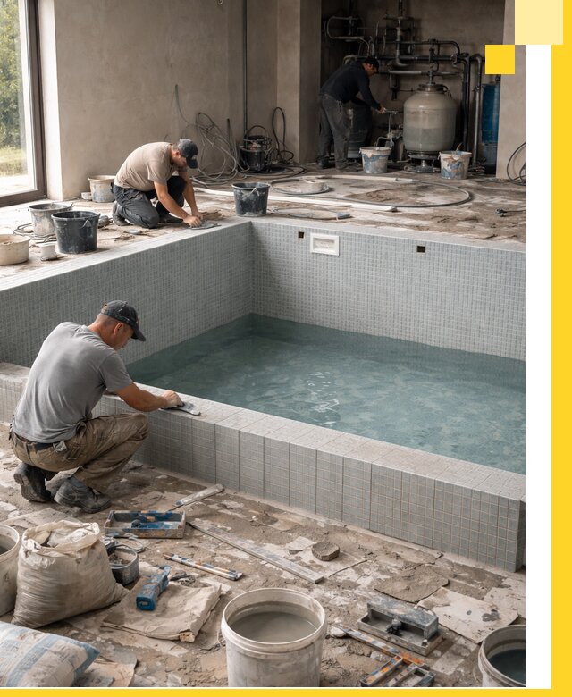 Строительство и монтаж бассейнов в помещении в Волгограде