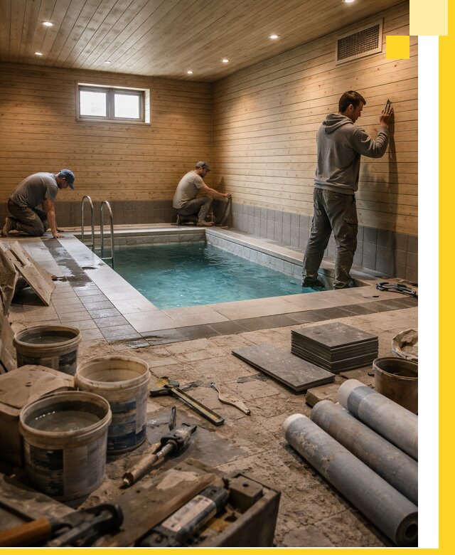 Строительство бани с бассейном и сауной под ключ в Волгограде