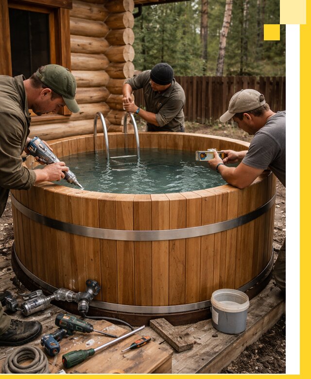 Строительство бань с купелью под ключ и отделкой в Волгограде