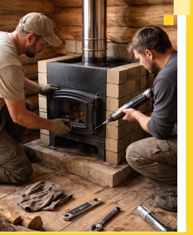 Монтаж и установка печи в бане под ключ с гарантией в Волгограде