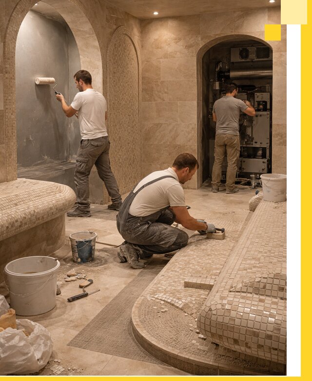 Строительство бани с хамамом и бассейном под ключ в Волгограде