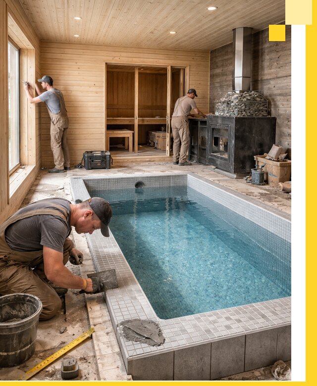 Проект бани с бассейном и сауной в Волгограде под ключ