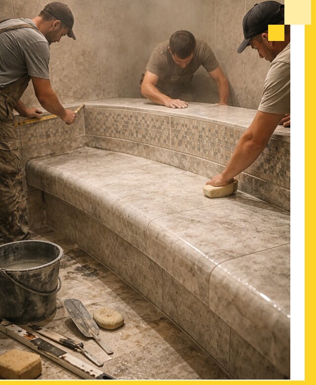 Изготовление и установка сидений для хамама в Волгограде