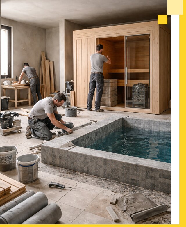 SPA зоны под ключ с бассейном сауной и печью в Волгограде